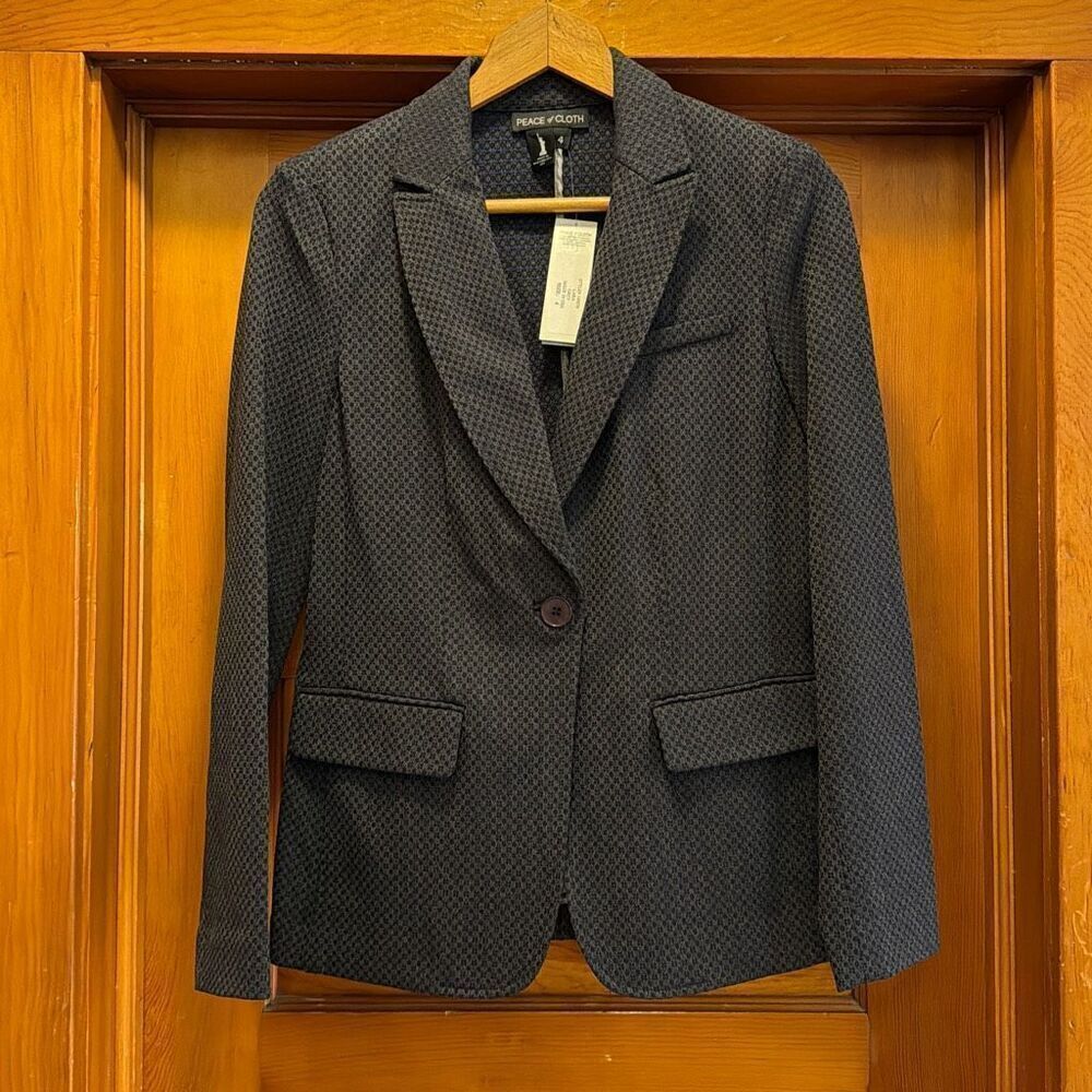 Peace of Cloth Lara Blue Grey Textured Blazer Women’s US 4